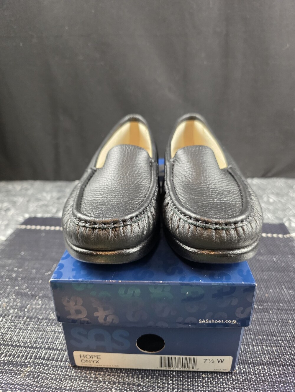 SAS Simply Slip On Black Pebbled Leather Loafer